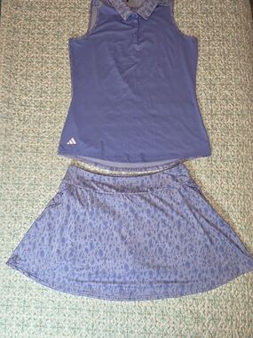 *NWOT* Adidas Blue Lavender Patterned Top & Skort Set